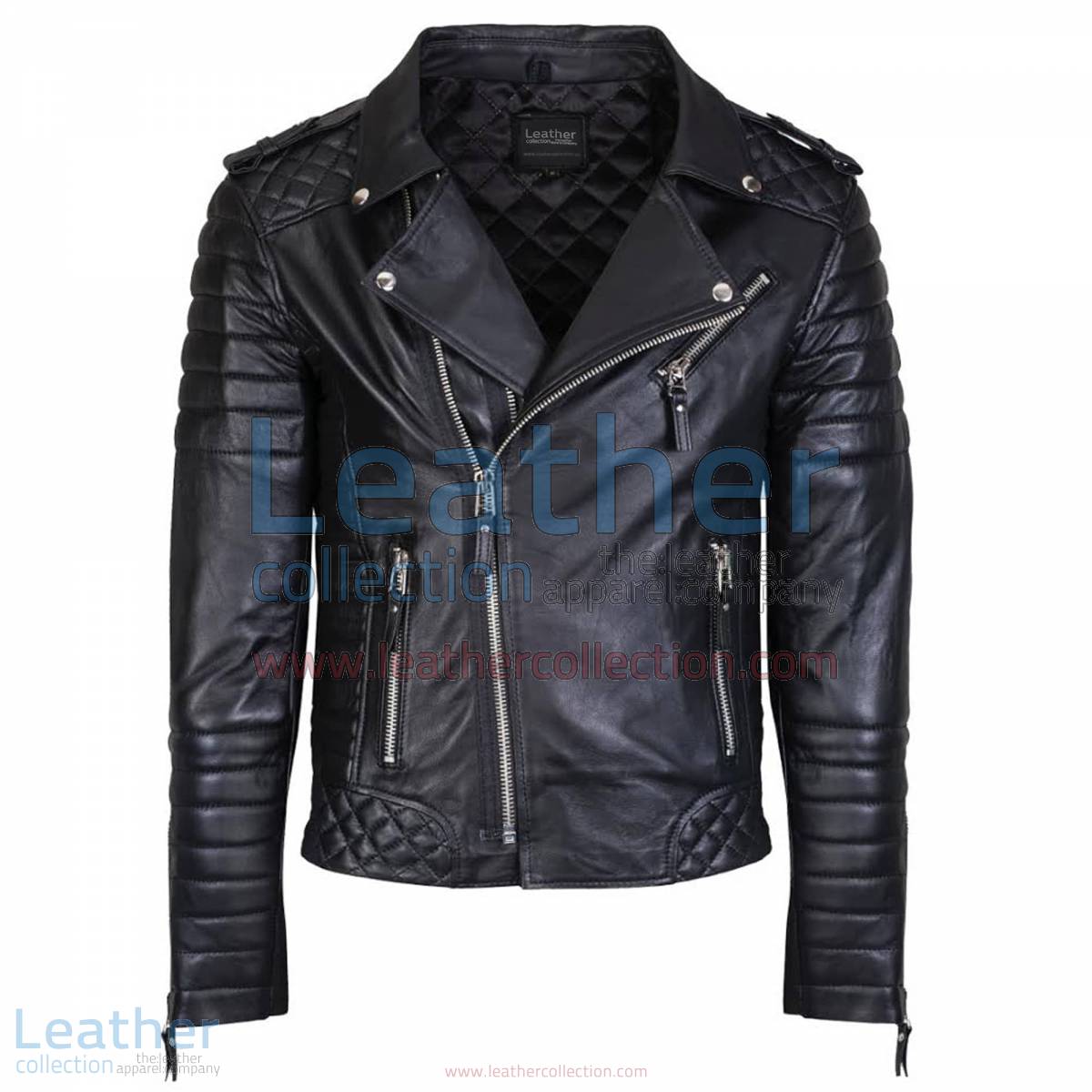 Biker Men Black Quilted Leather Jacket | men quilted leather jacket
