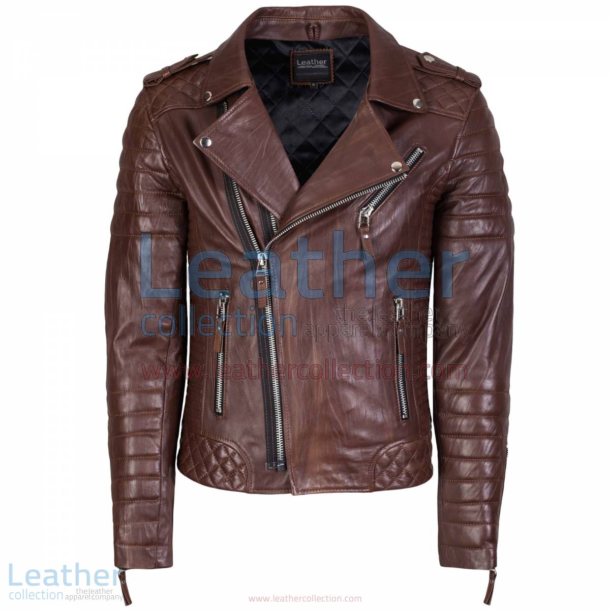 Biker Men Brown Quilted Leather Jacket | men quilted leather jacket