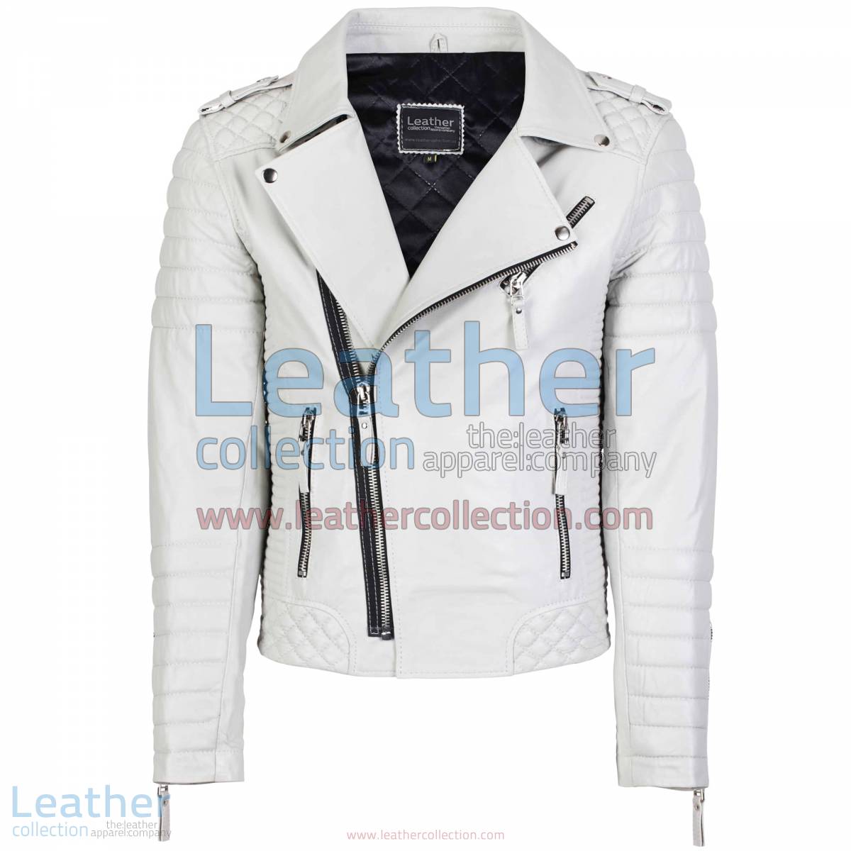 Biker Mens White Quilted Leather Jacket | mens quilted leather jacket