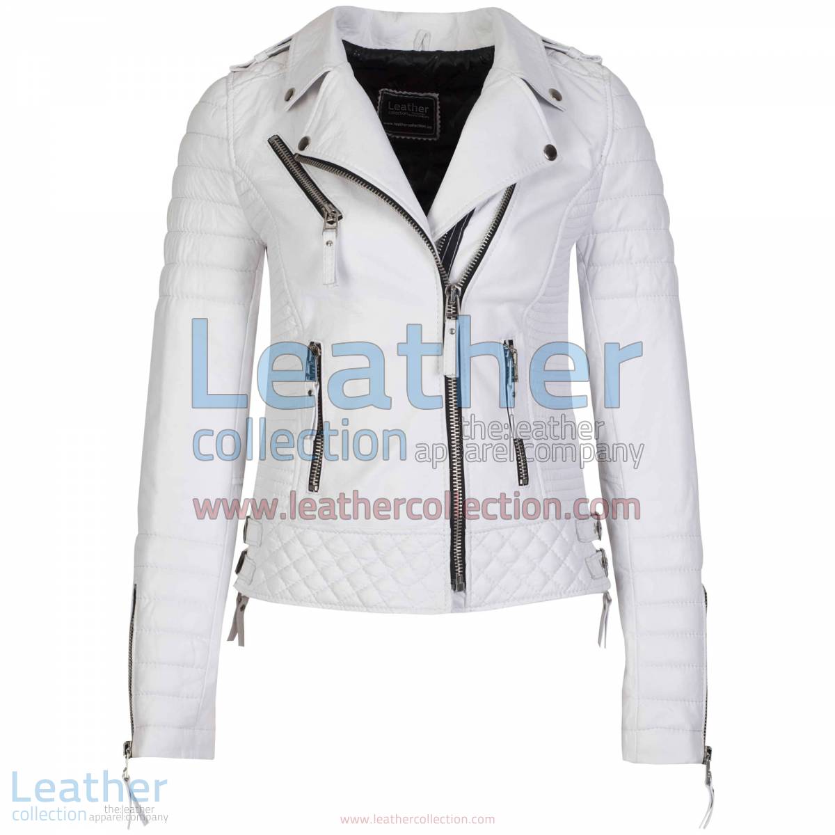 Biker White Leather Quilted Jacket Women | quilted jacket women