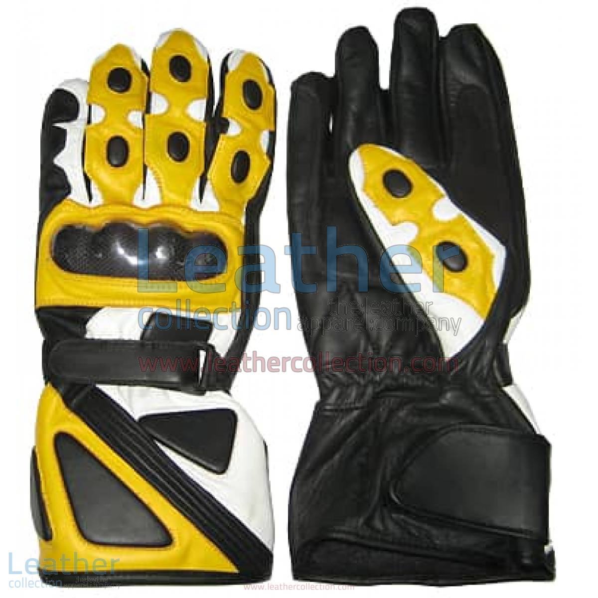 Bravo Yellow Leather Biker Gloves | leather biker gloves