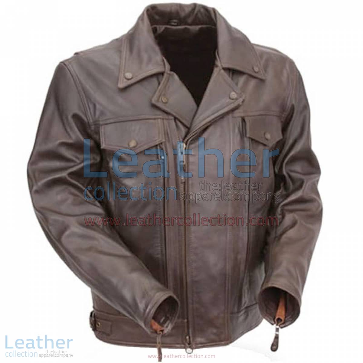 Brown Leather Pistol Pete Motorcycle Jacket with Zipper Vents | motorcycle jacket
