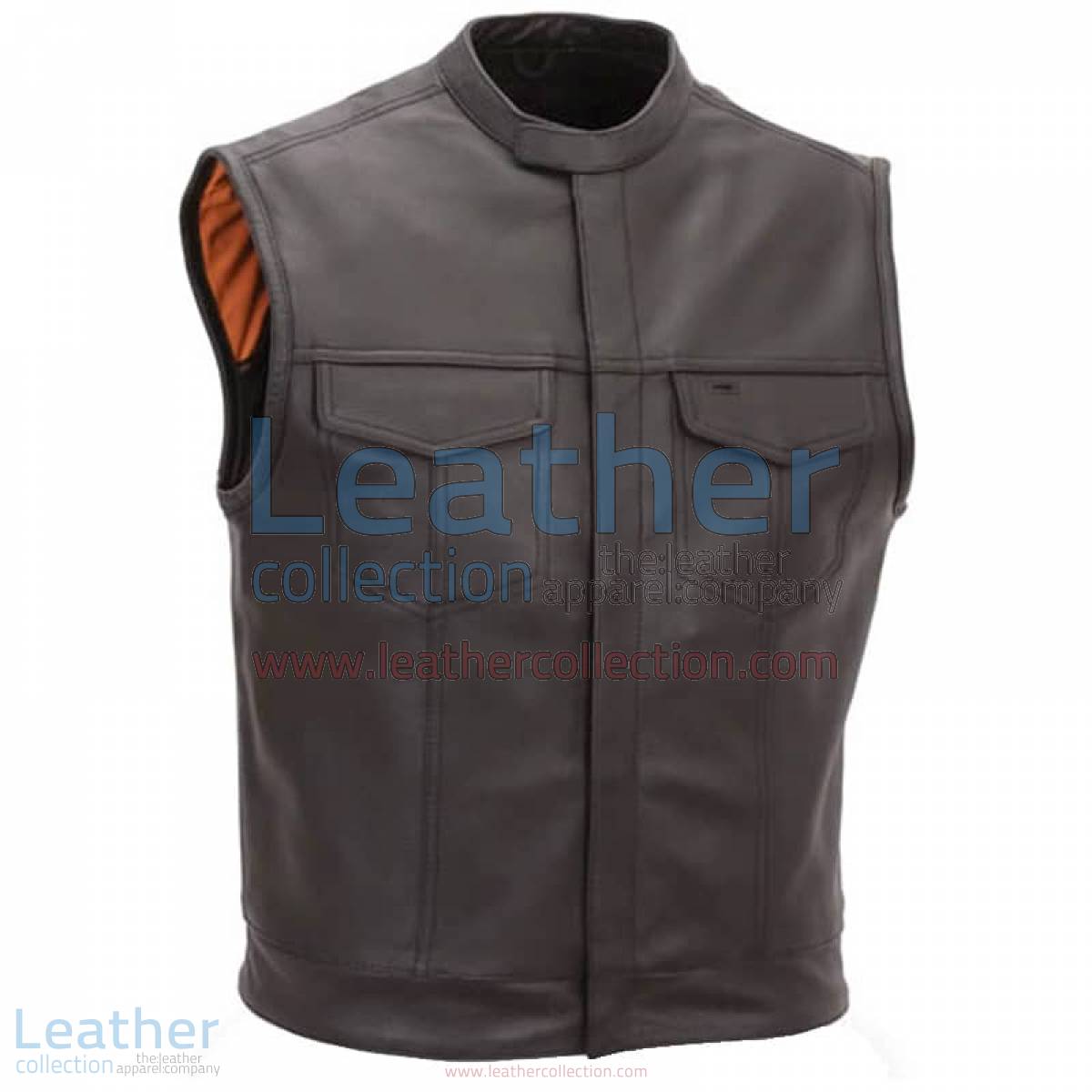 Brown Motorcycle Vest with Scooter Collar | brown motorcycle vest