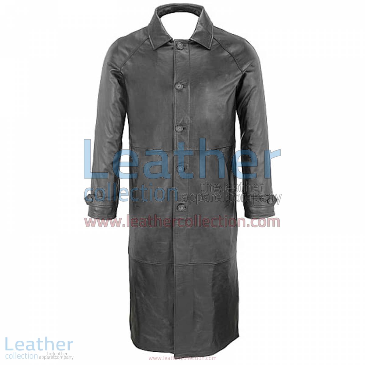 Classic Black Leather Trench Coat | black leather trench coat
