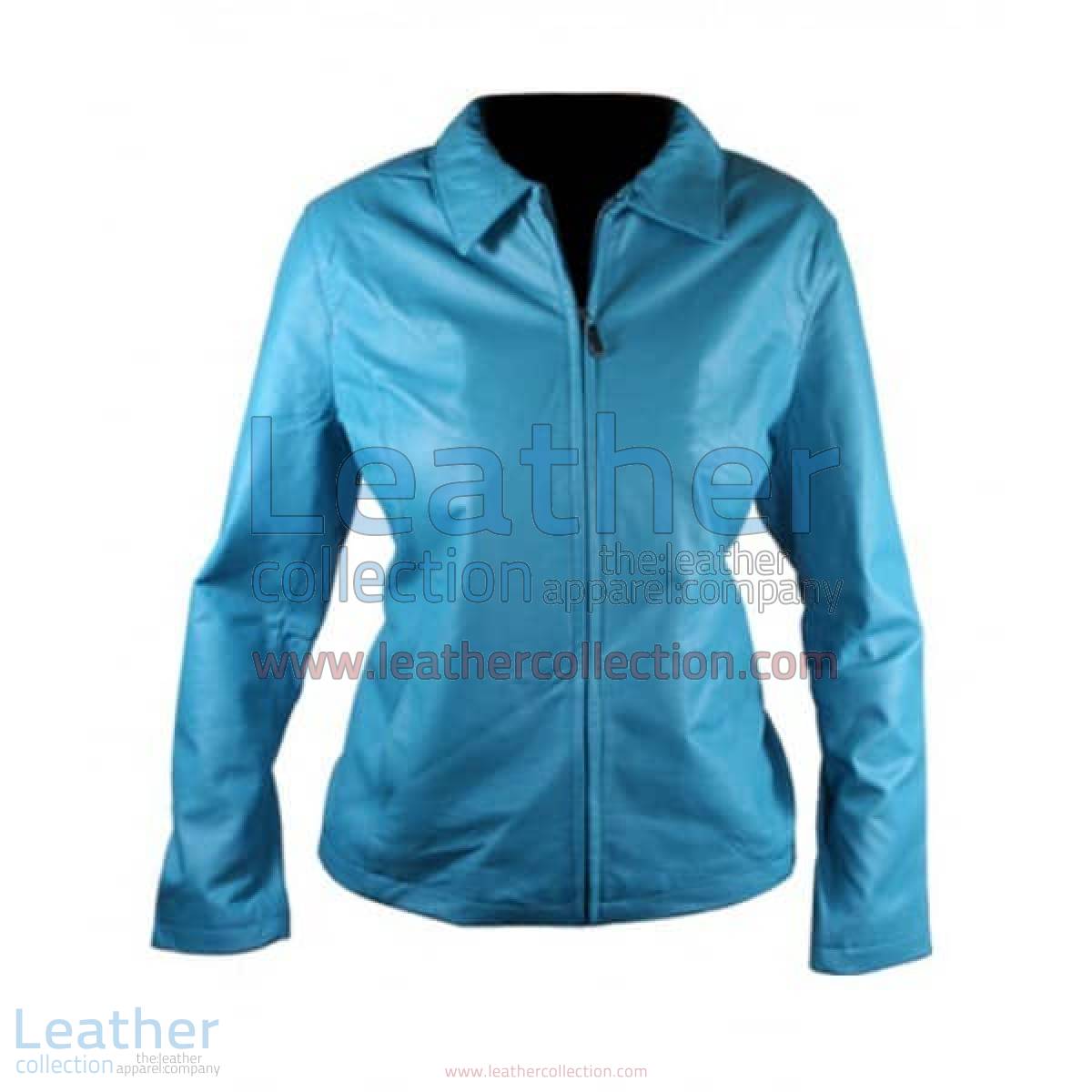 Classic Ladies Blue Leather Jacket | ladies blue leather jacket