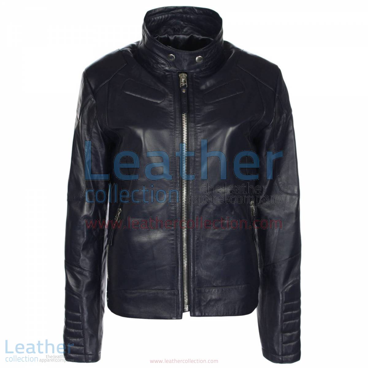 Deuce Classic Navy Biker Leather Jacket | navy biker jacket