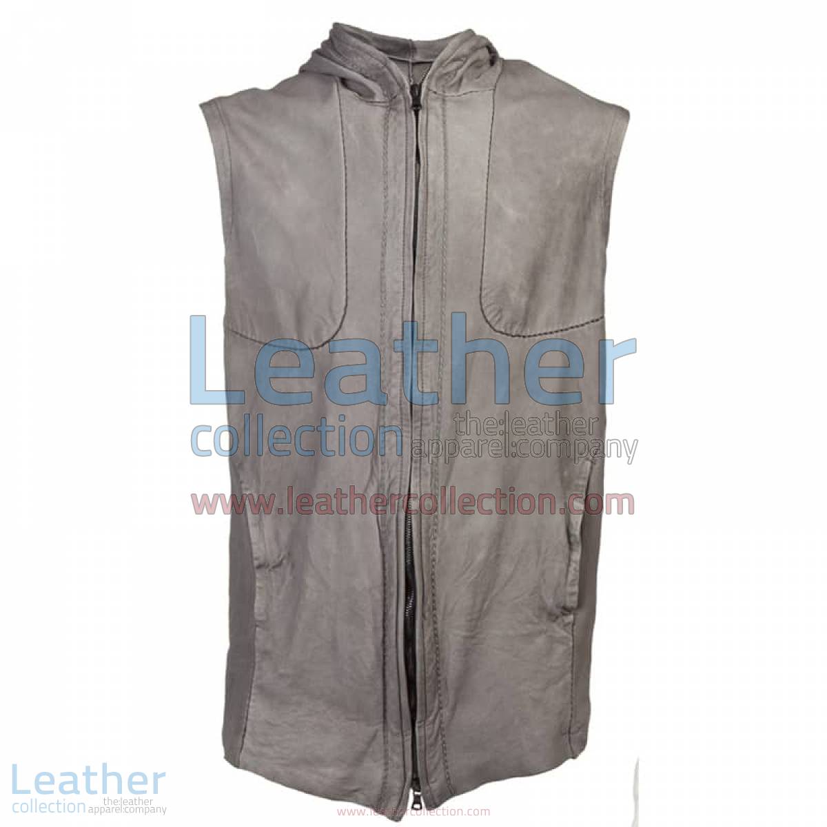 Fashion Hooded Leather Vest | hooded leather vest