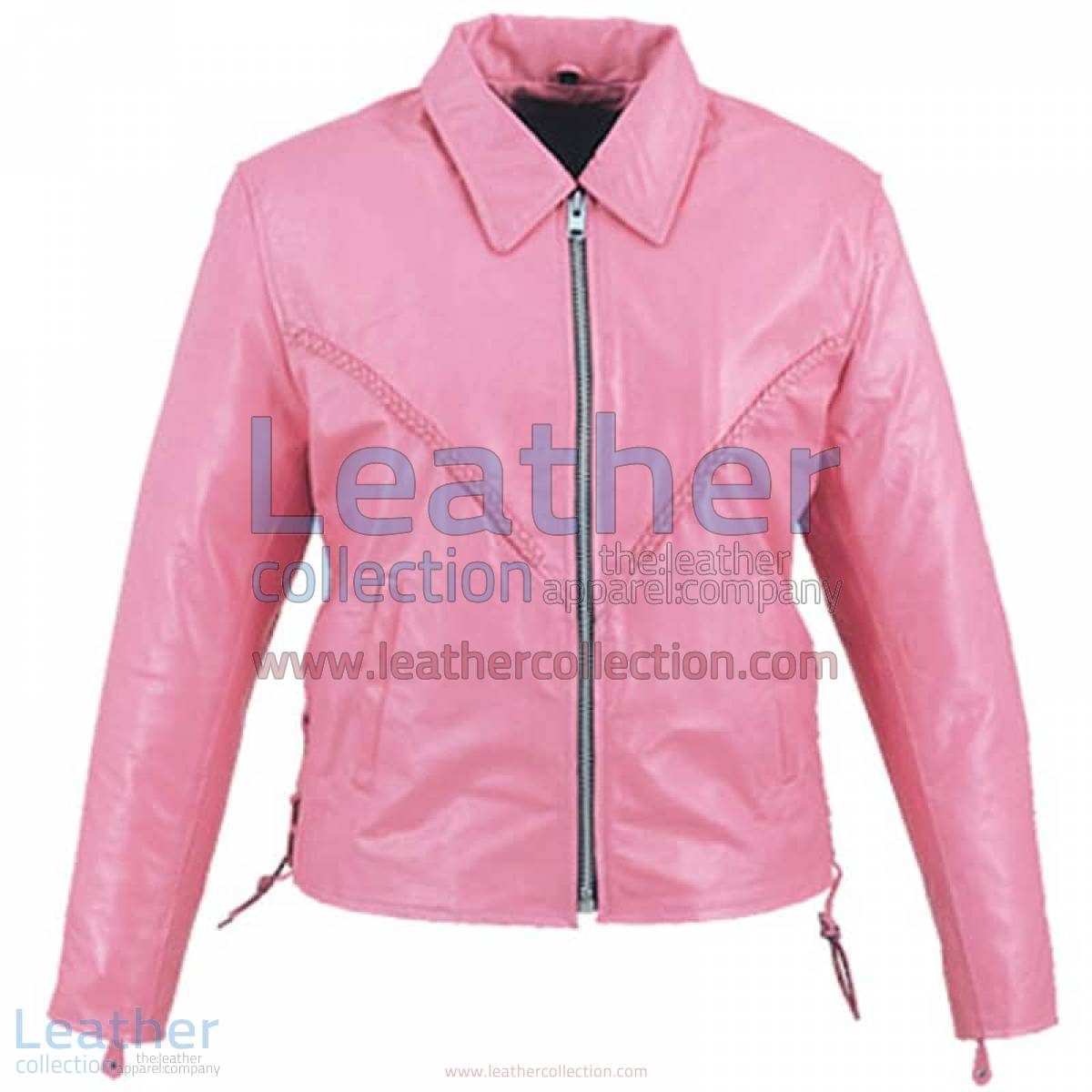Leather Braided Pink Ladies Jacket | braided jacket