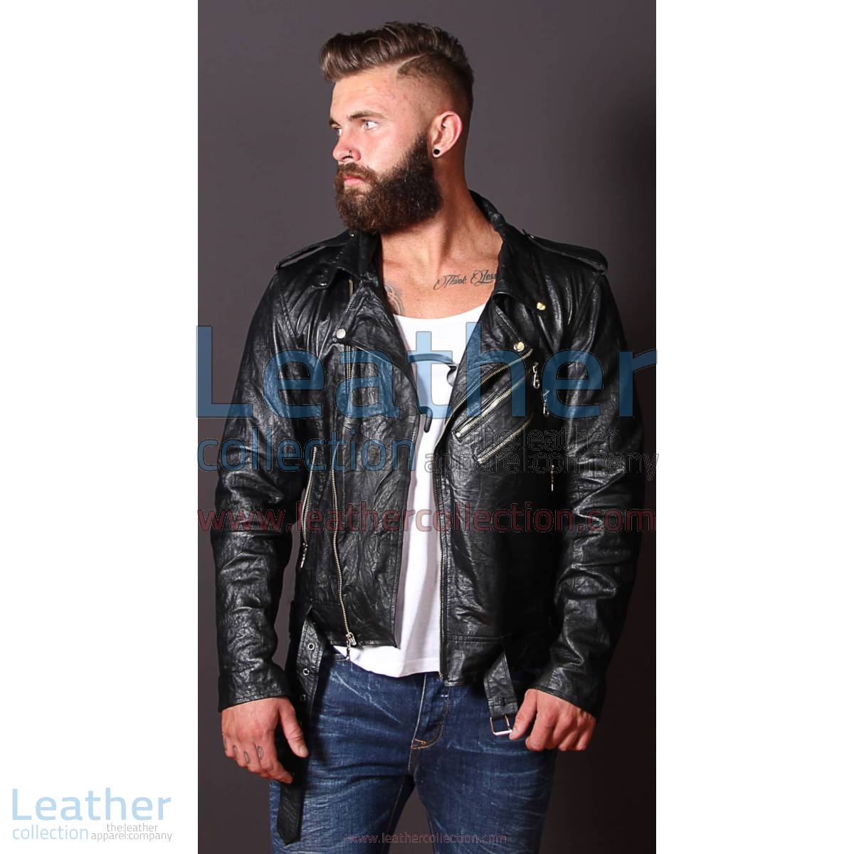 Fashion Men Wrinkle Leather Jacket | leather jacket