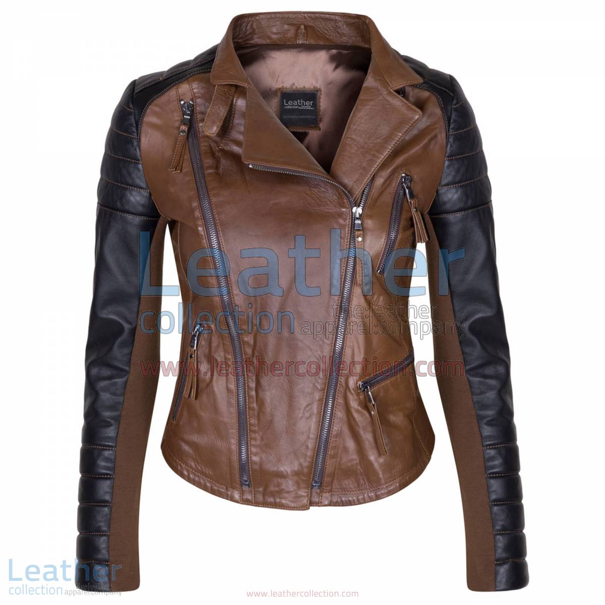 Kelly Ladies Fashion Leather Jacket Black & Brown | kelly jacket
