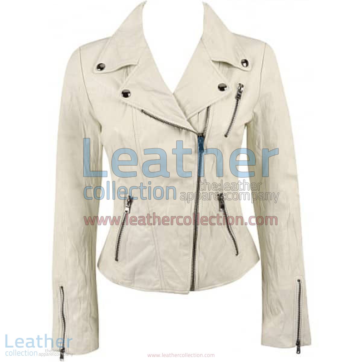Ladies Brando Style Crinkle Casual Leather Jacket | casual leather jacket
