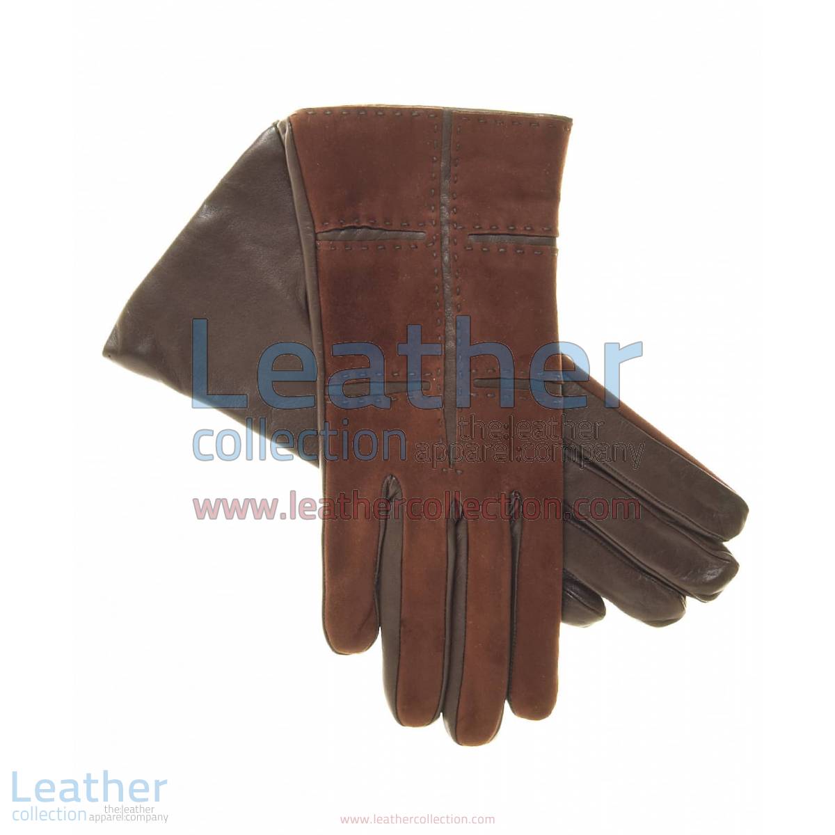 Ladies Brown Suede and Lamb Leather Gloves | ladies brown leather gloves