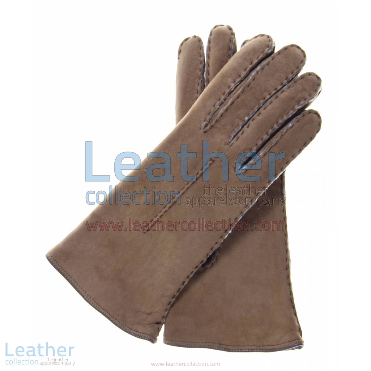 Ladies Brown Suede Lamb Shearling Gloves | brown suede gloves