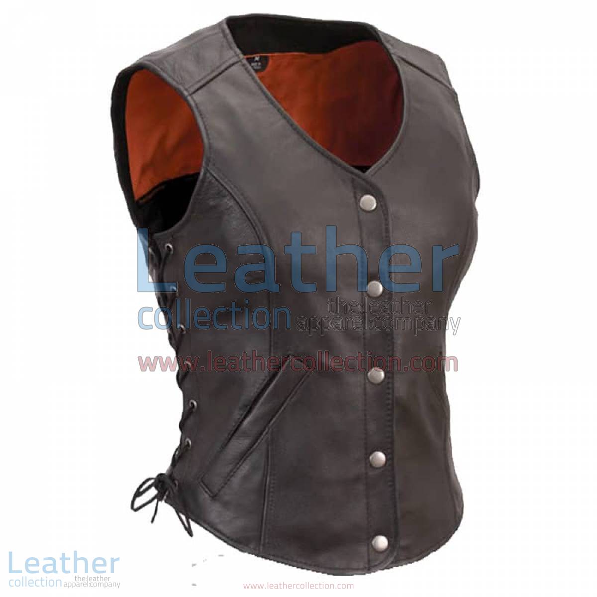 Ladies Motorcycle Leather Vest with Side Laces | ladies motorcycle vest