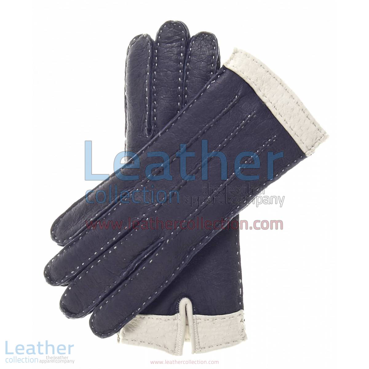 Ladies Navy Cashmere Wool Lined Lambskin Gloves | navy gloves