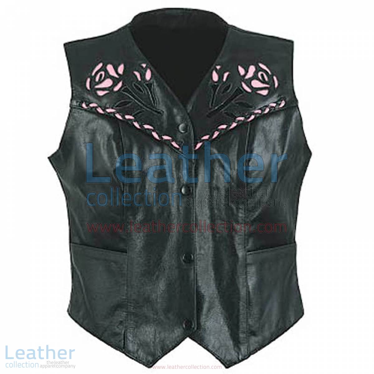 Ladies Rose Leather Vest | rose vest