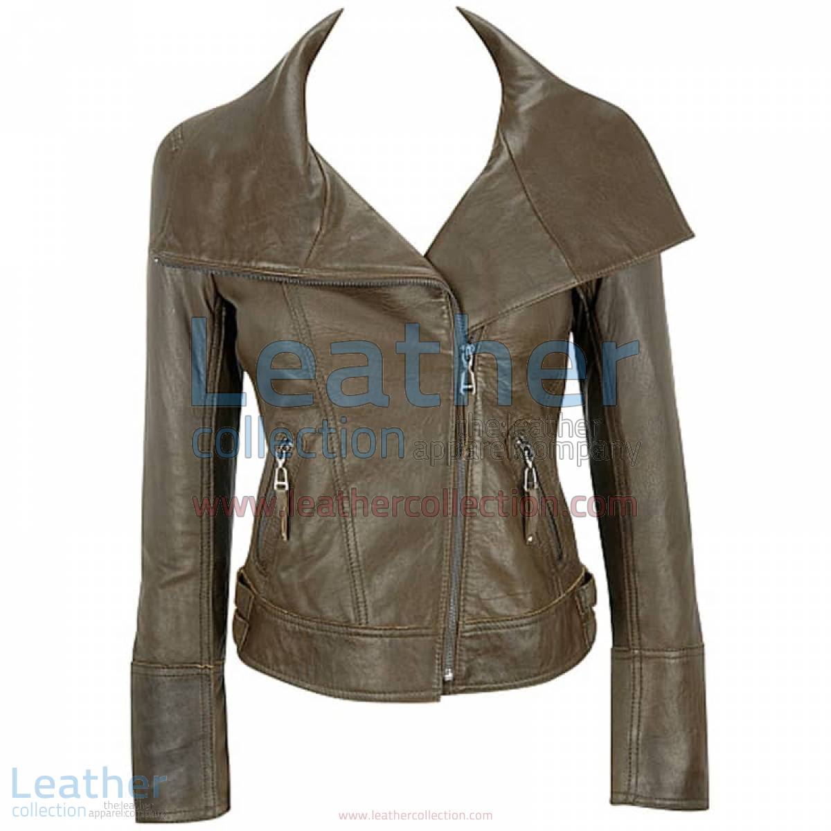 Lamb Leather Asymmetrical Jacket Brown | asymmetrical jacket