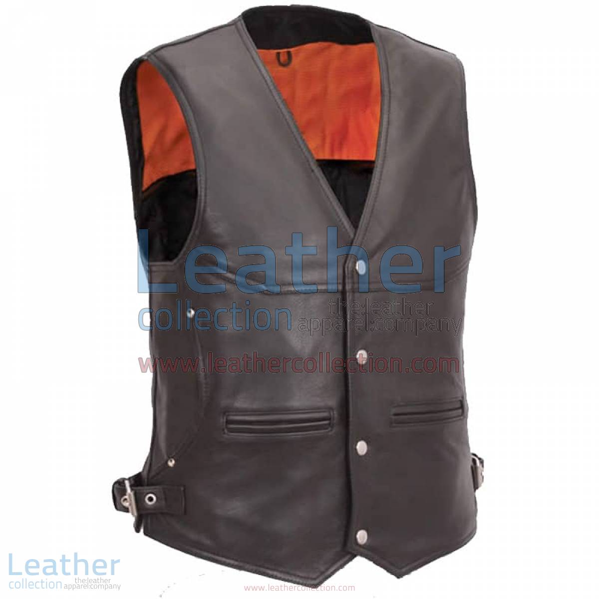 Leather Biker Vest with Deep Front Pockets | leather biker vest