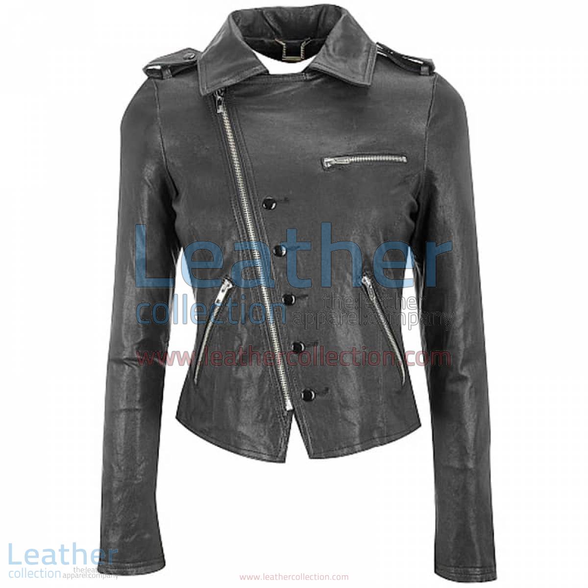 Leather Cutaway Black Asymmetrical Jacket | black asymmetrical jacket