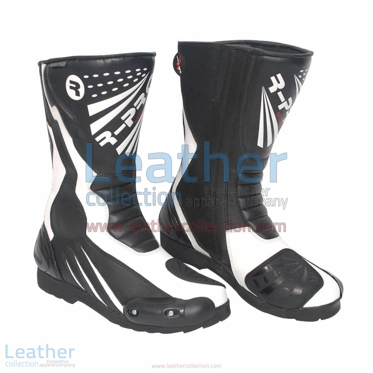 Legend Leather Moto Boots Black & White | leather moto boots