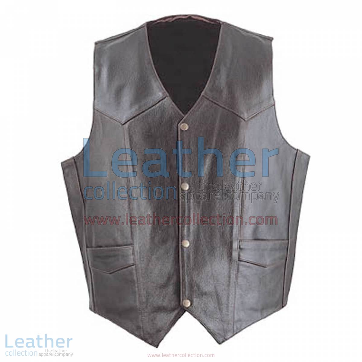 Mens Brown Classic Leather Vest | classic vest
