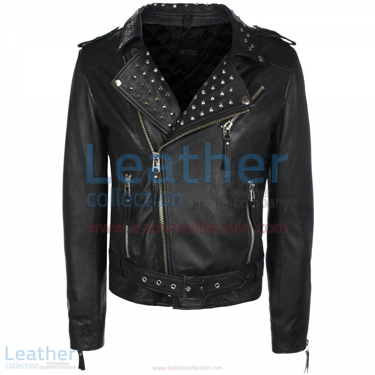 Mens Studded Collar Leather Jacket | studded leather jacket