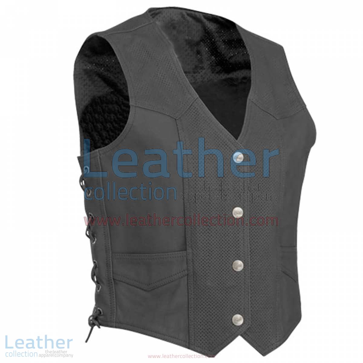 Perforated Motorcycle Leather Vest | perforated leather vest