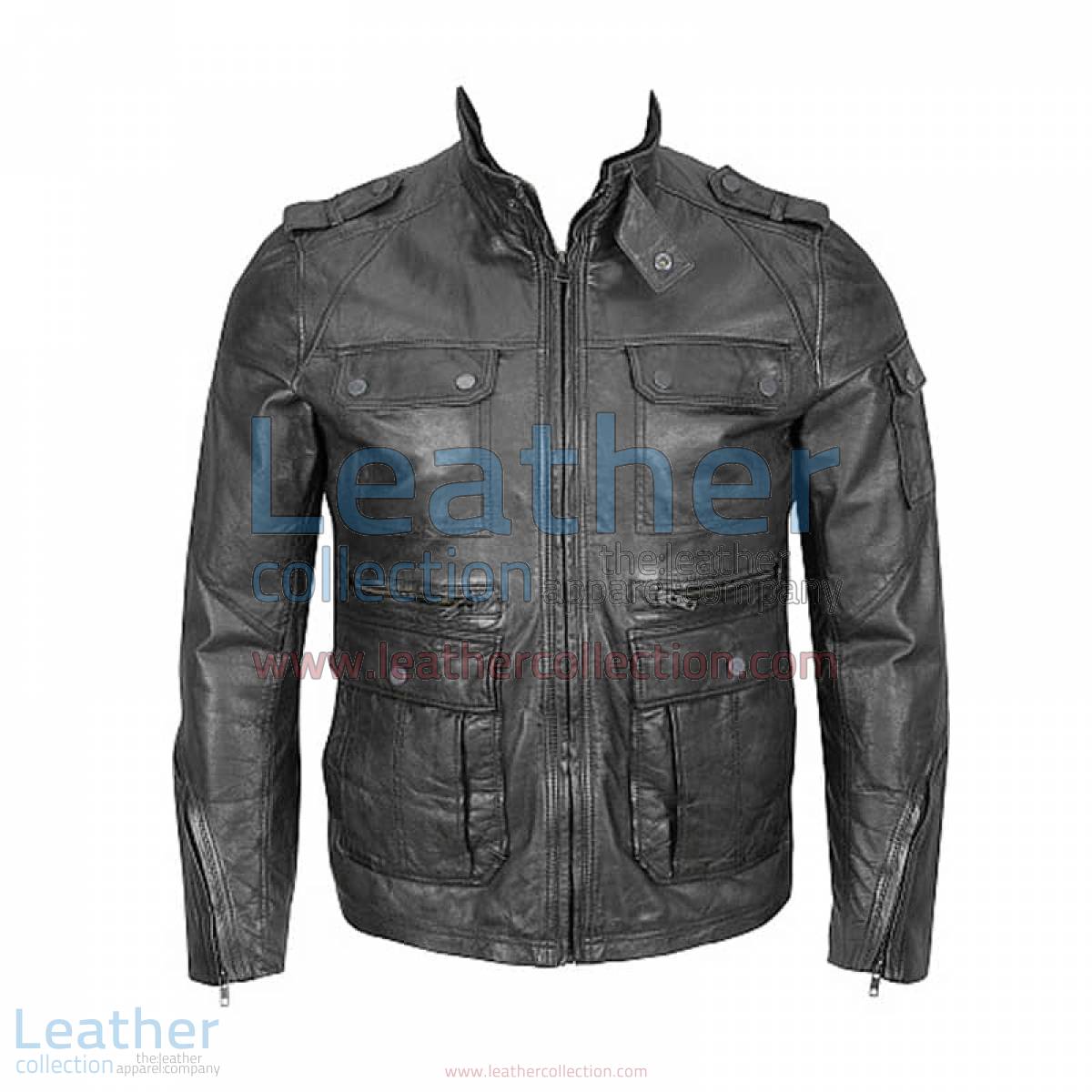 4-Pocket Hipster Washed Leather Jacket | hipster jacket