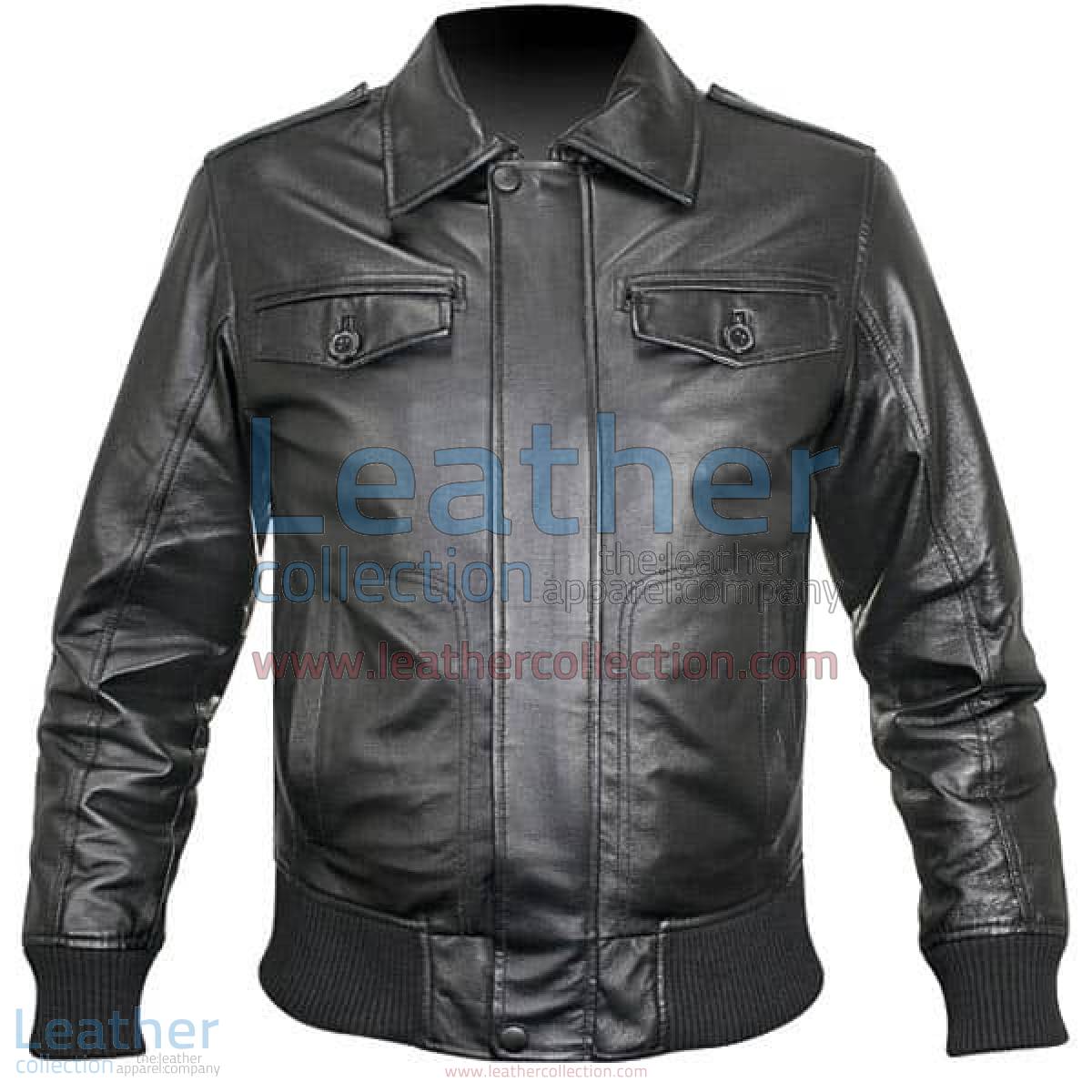 Rib Knit Retro Leather Jacket | retro leather jacket