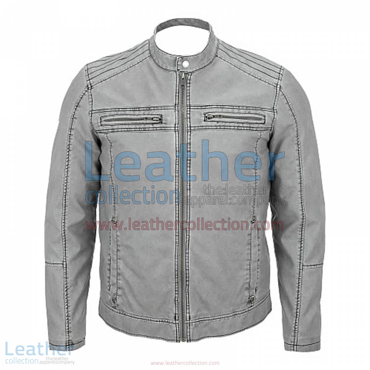 Semi Moto Gray Leather Jacket | gray leather jacket