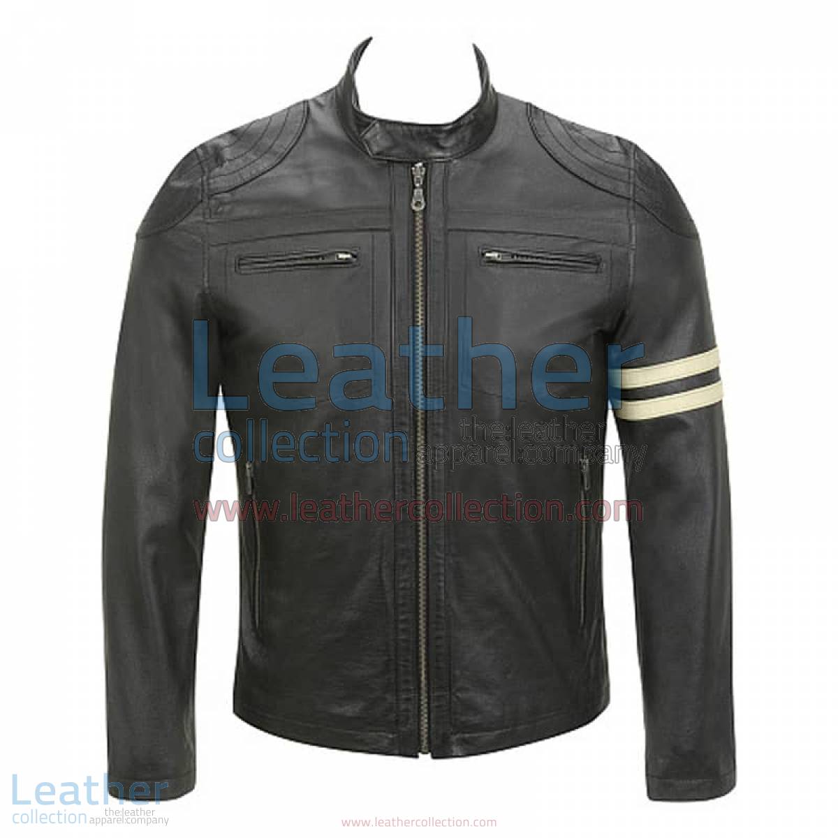 Semi Moto Stripes Leather Jacket | leather jacket