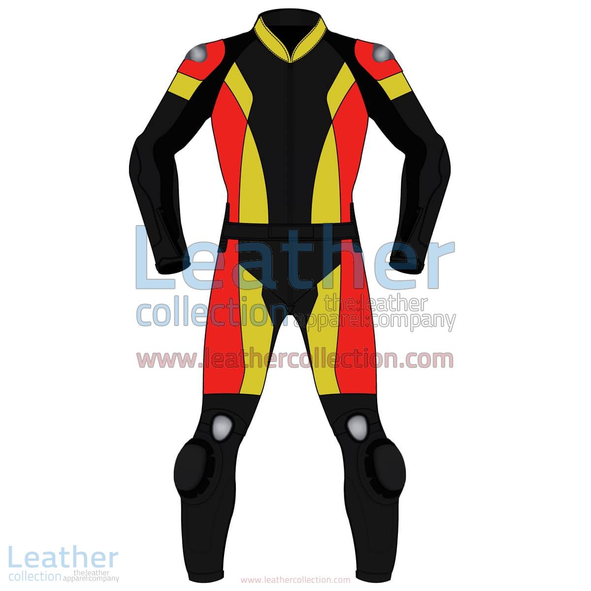 Tri Color Two-Piece Motorbike Leather Suit For Men | Tri Color Two-Piece motorcycle Leather Suit For Men