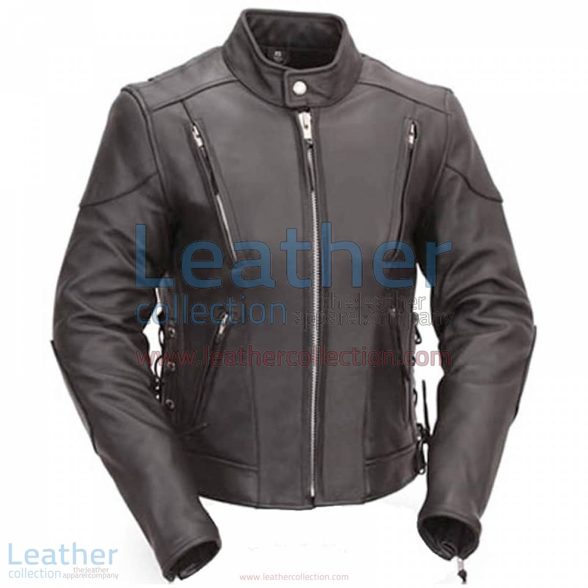 Vented Leather Scooter Style Jacket with Side Laces | vented leather jacket