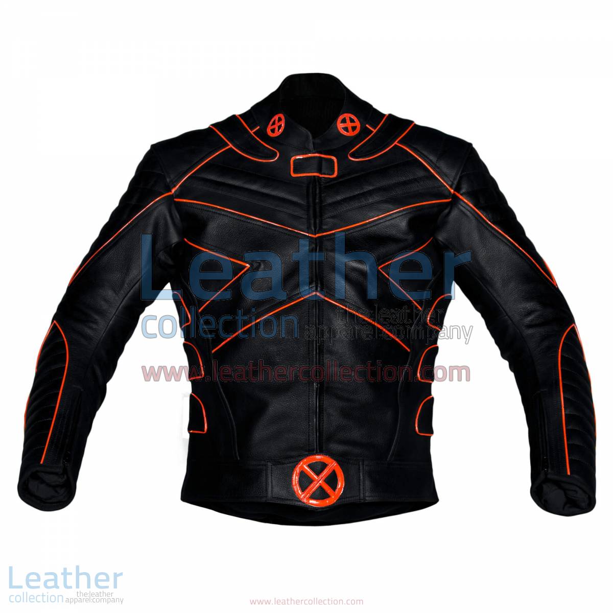 X-Men Motorbike Leather Jacket with Orange Piping | X-Men jacket