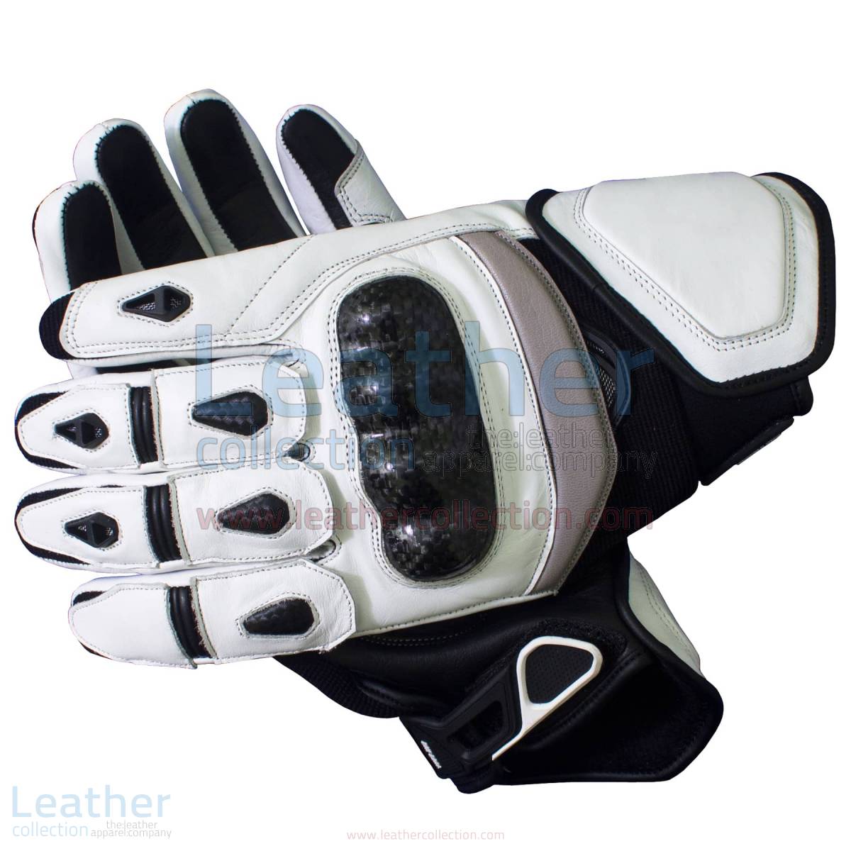 black & white short motorcycle gloves