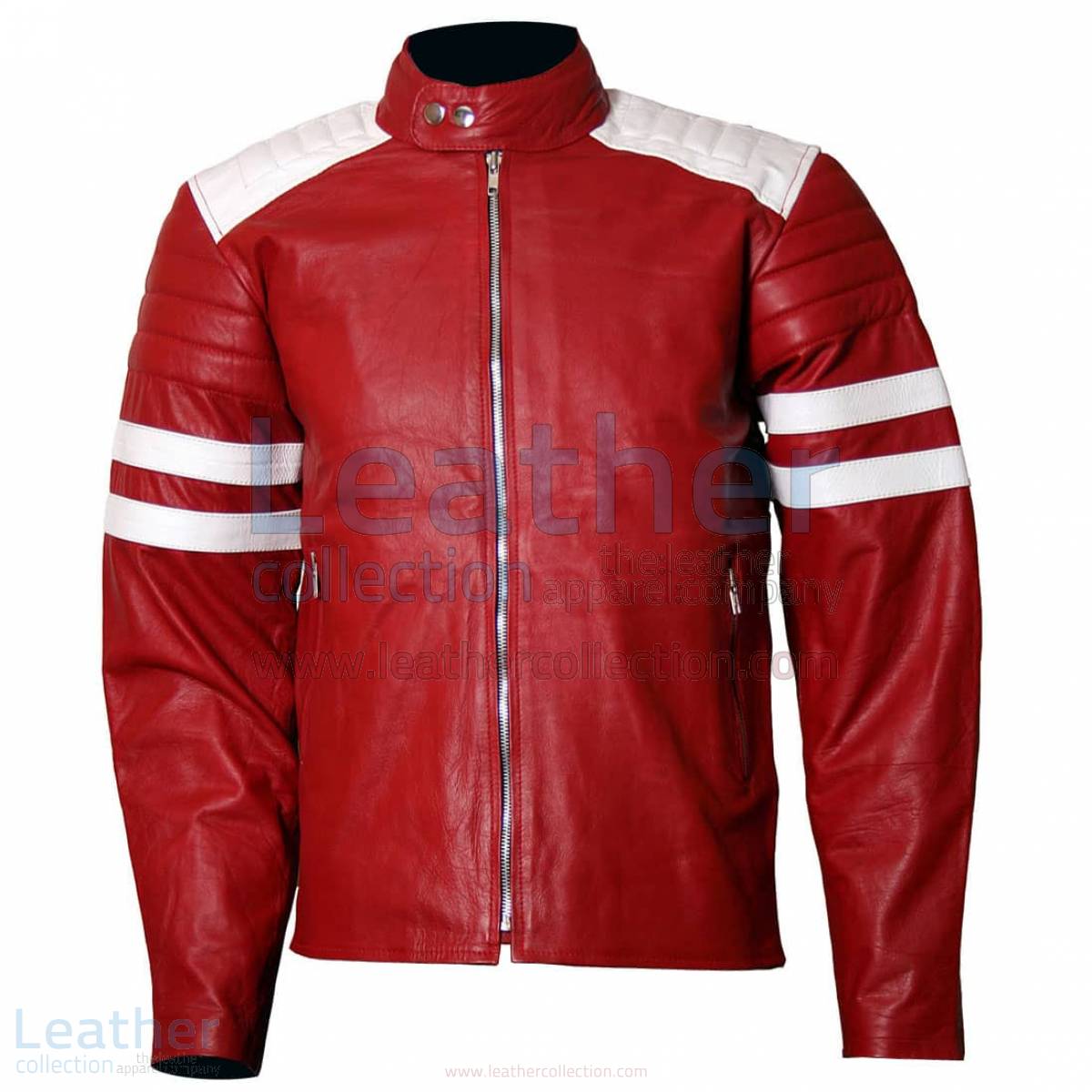 Brad Pitt Fight Club Red Leather Jacket Men