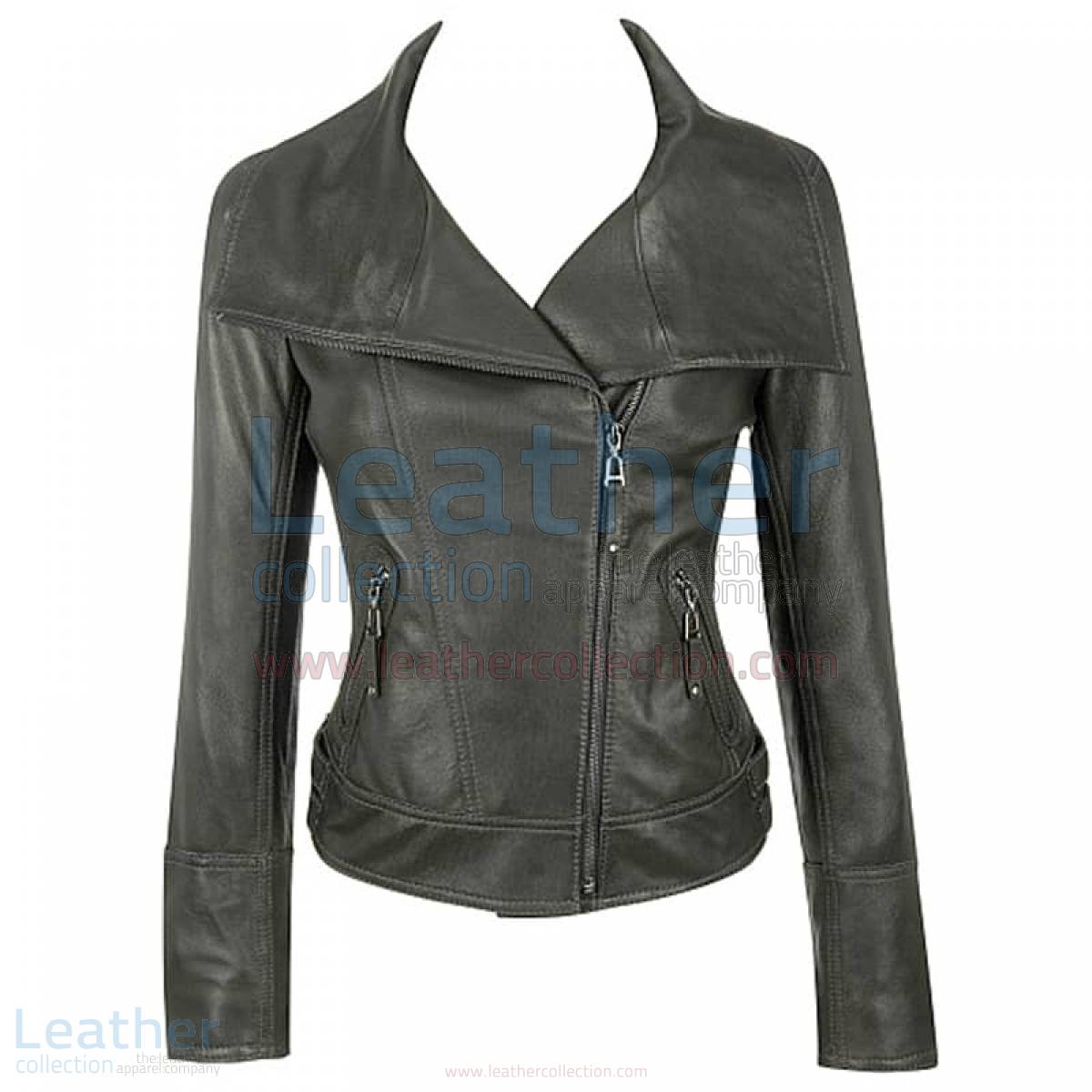 Lamb Leather Asymmetrical Jacket