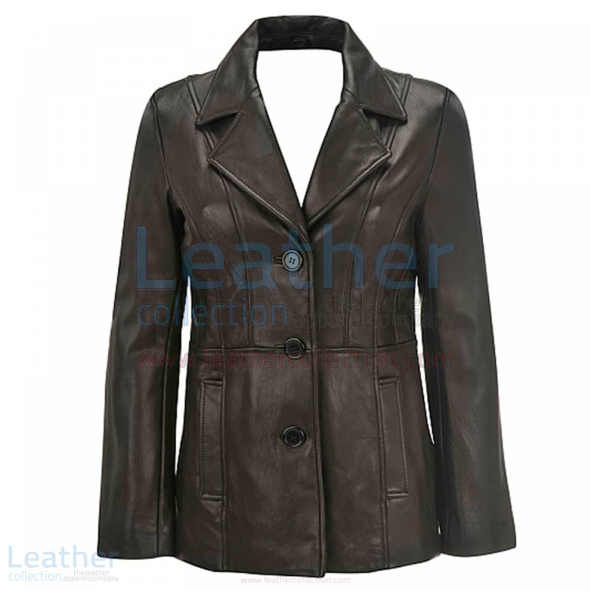 ladies black leather blazer