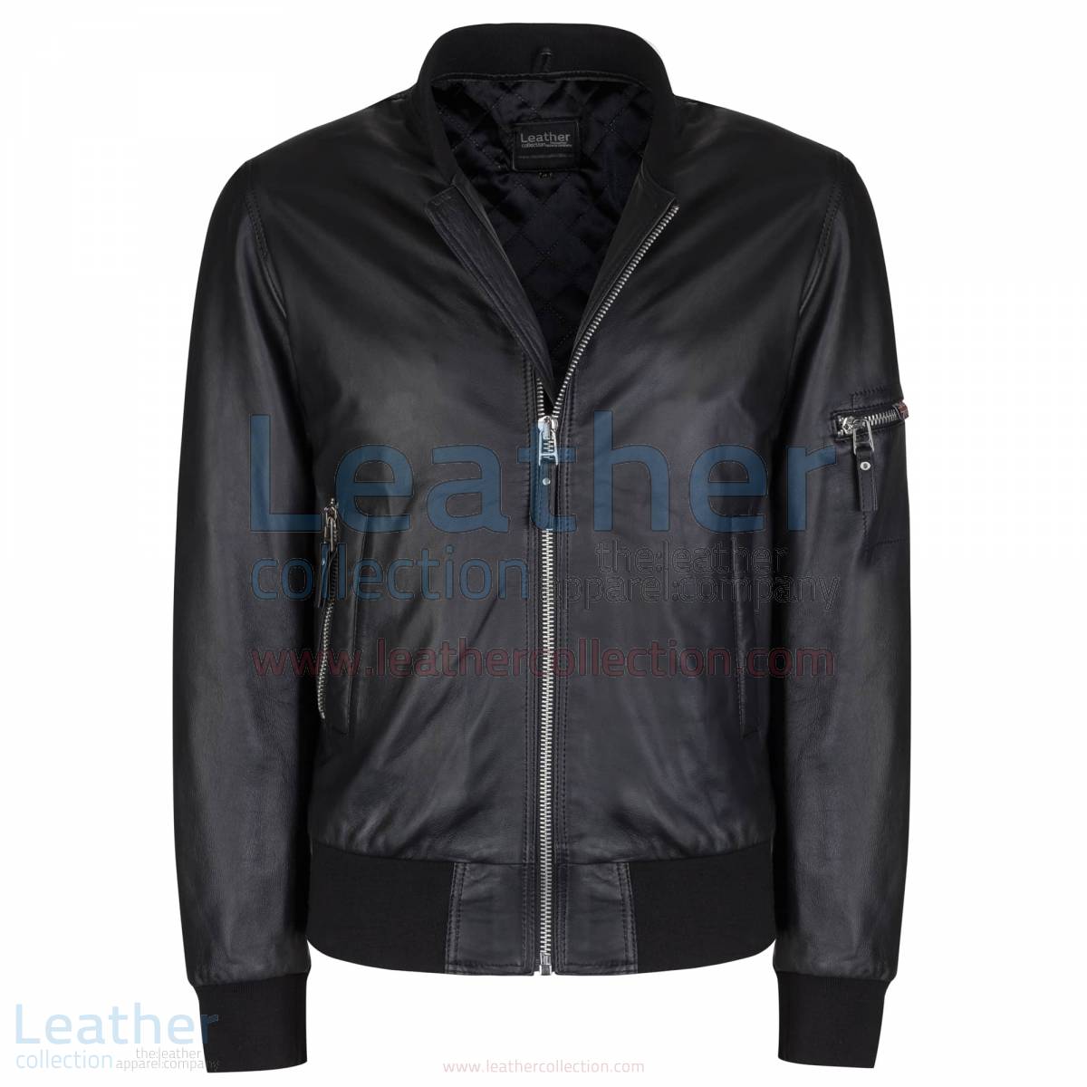 Sage Leather Bomber Jacket