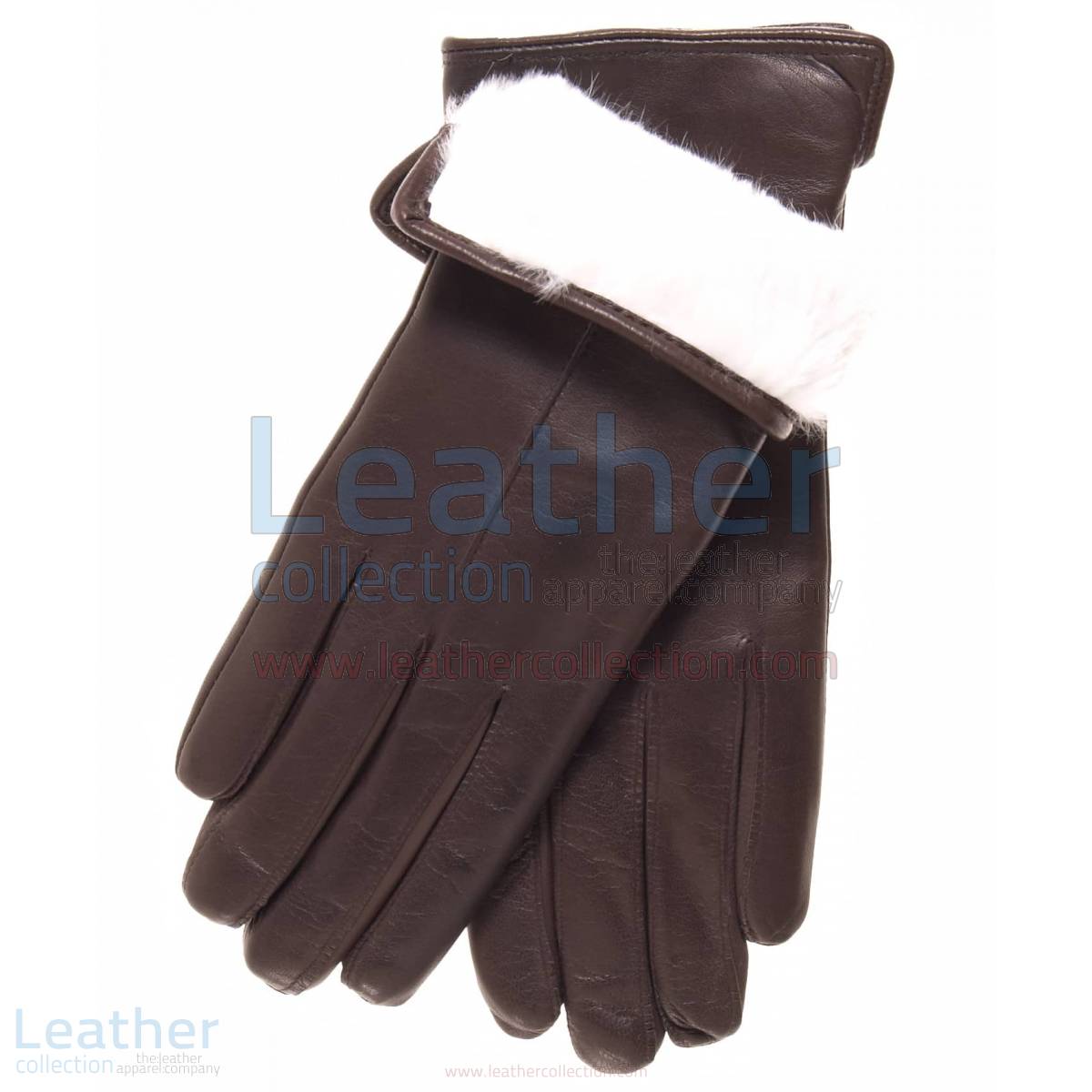 White Fur Lined Womens Leather Gloves